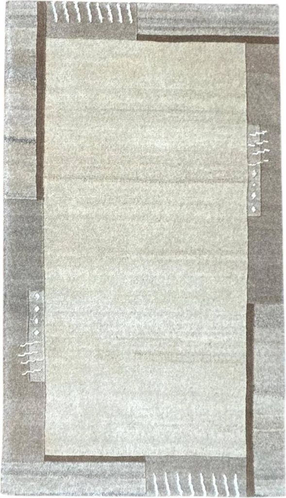 Teppich NEPAL NATUR - HANDGEKNÜPFT | Farbe: Beige meliert; Größe: 70x140 cm | strapazierfähig und leicht zu reinigen | Wohnzimmer | Schlafzimmer