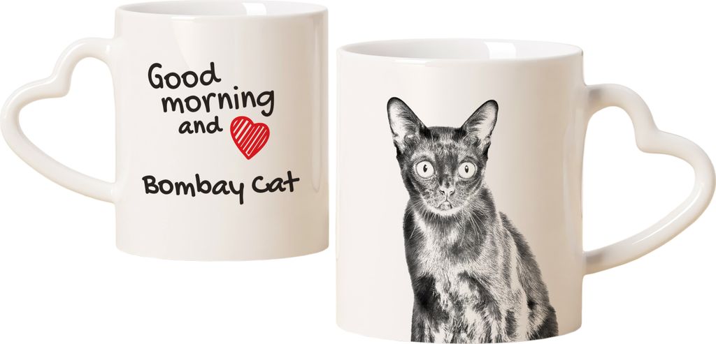Bombay Tasse mit Katze, entzückende Tasse mit herzförmigem Henkel, universelles Geschenk der Marke Art-Dog