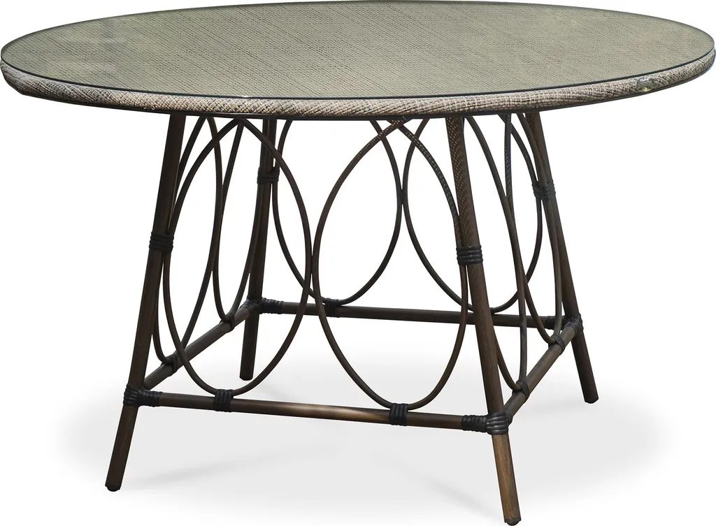 Table de jardin ronde en aluminium pour repas de famille en extérieur