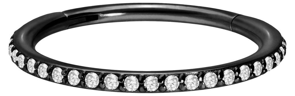 Ohrpiercing, Nasenpiercing, Septum Piercing Chirurgenstahl Segmentring Clicker EINGEFASSTE KRISTALLE Schwarz Innendurchmesser: 14mm + Stabstärke: ...