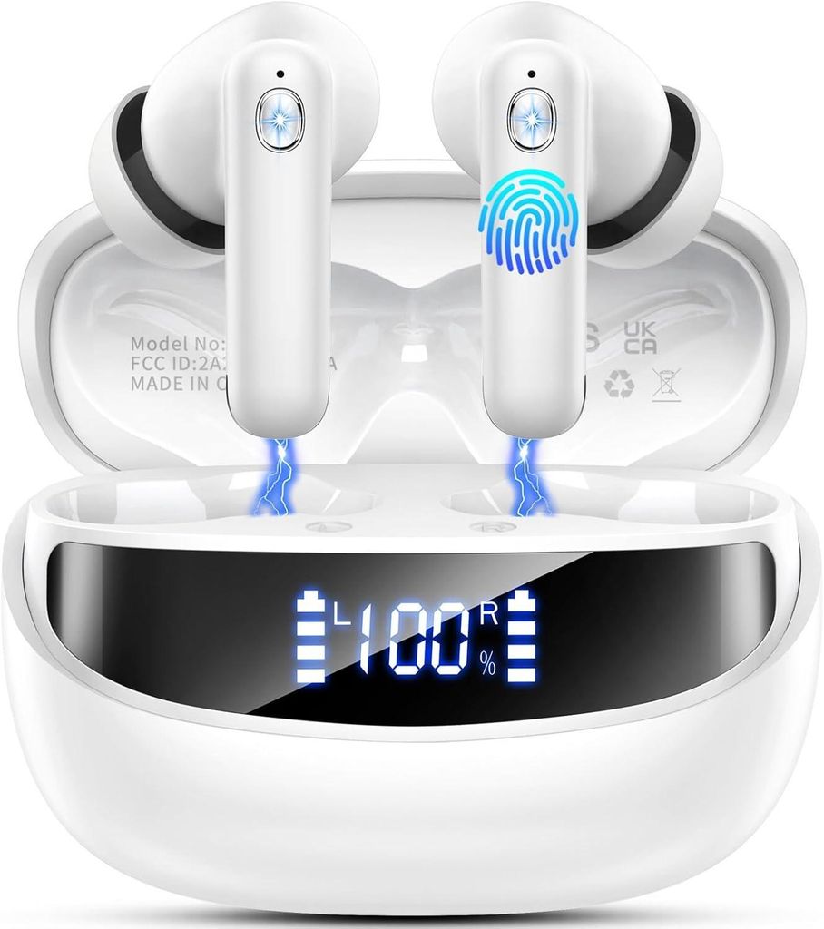 In Ear Kopfhörer mit 6 ENC Noise Cancelling Mics, IP7 Wasserdicht Kabellose Kopfhörer HiFi Stereo, Ohrhörer mit LED-Anzeige 56 Std Spielzeit
