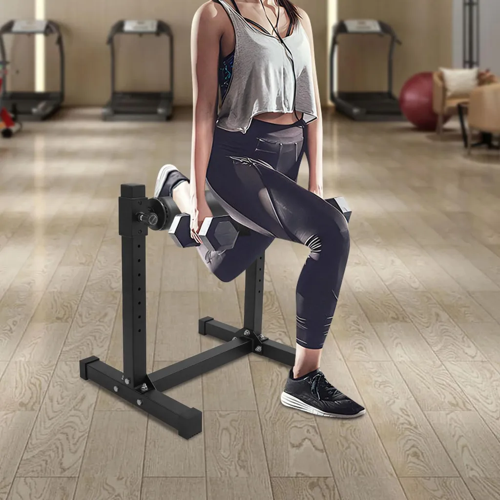 Support de squat à une jambe réglable en acier noir charge max 200 kg
