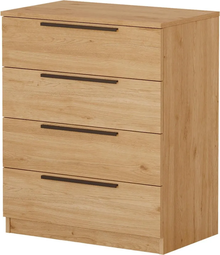 Commode 4 tiroirs Rebecca Mobili Aoki 87,5x72x42 cm bois et fer marron