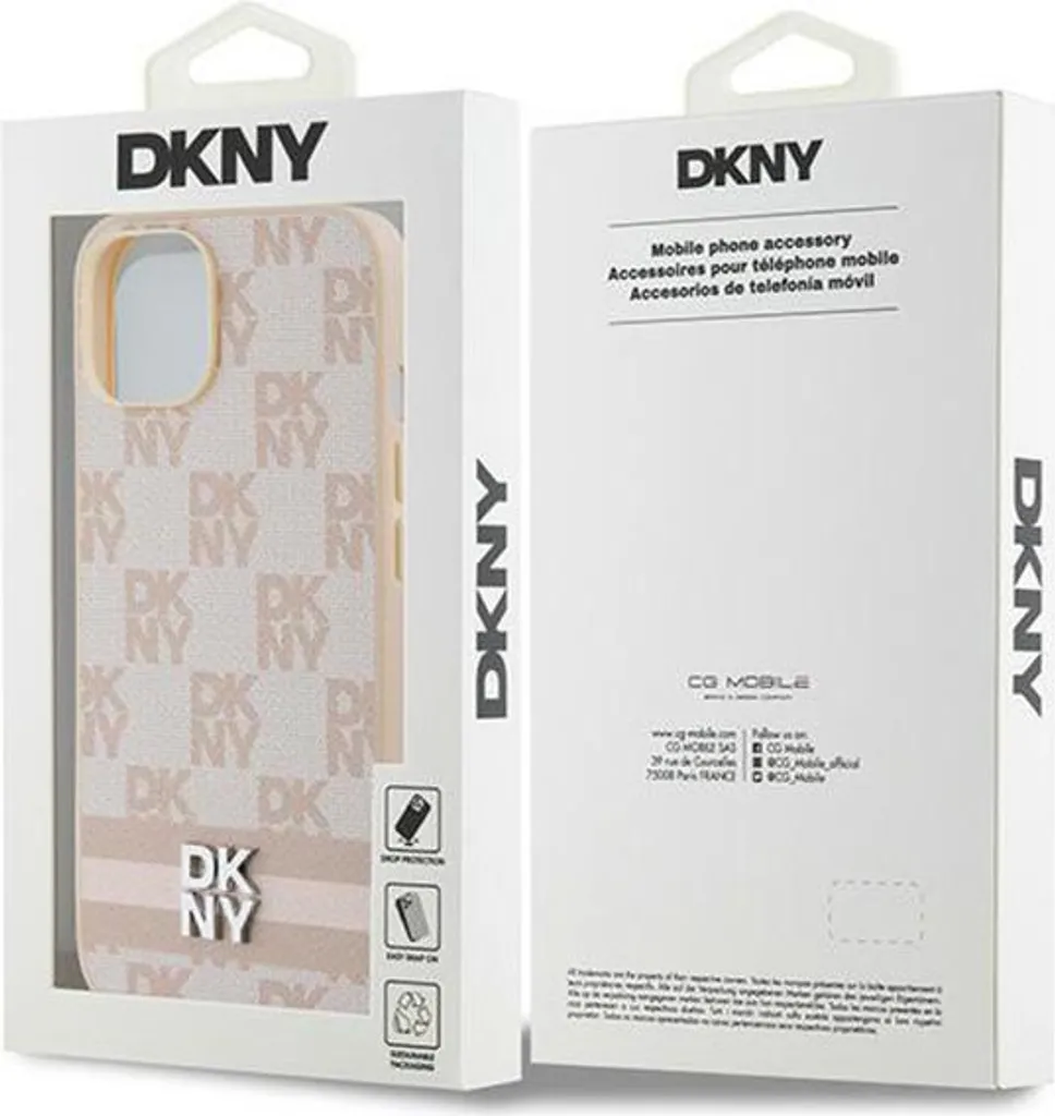 DKNY Custodia iPhone 15 Plus Rosa Pelle - Accessorio Moda Luxury - 8