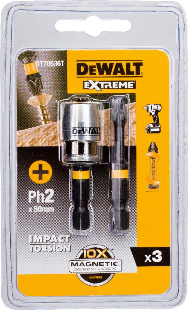 DEWALT Bit-Set 3-tlg. schlagf. Ph2 50mm Immagine del prodotto 