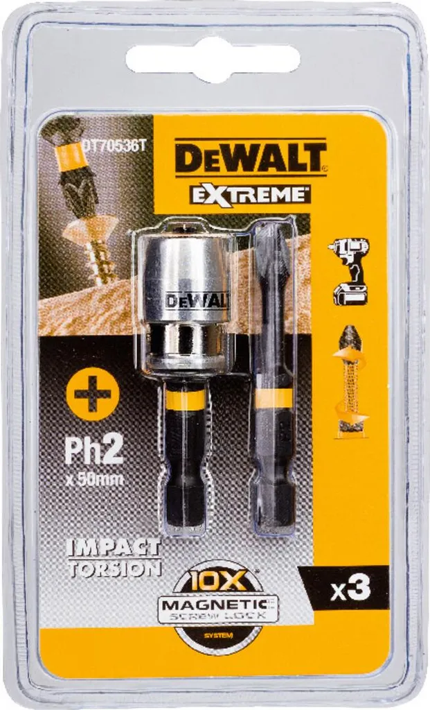 Set 3 Inserti DeWALT DT70536T PH2 50mm Impact Ready FlexTorq S2