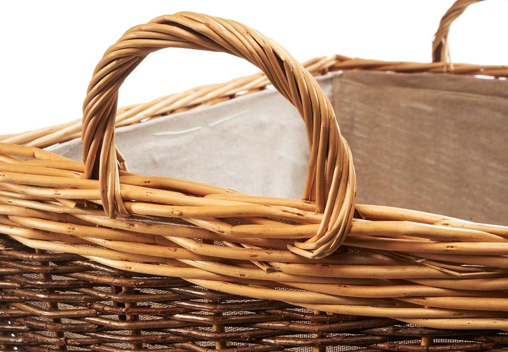 Kobolo Holztrage Weide Korb - Kaminholzträger Mit Jutefutter Und Henkeln 57x37x40cm