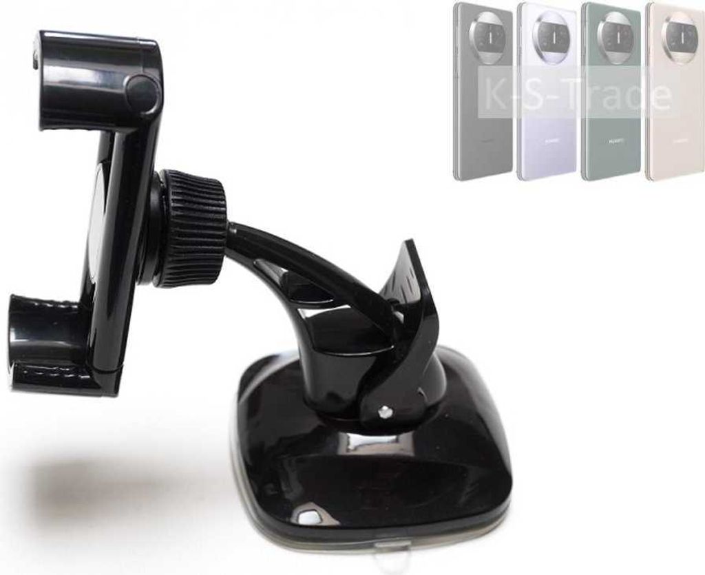 K-S-Trade kompakte Handy-Halterung Windschutzscheibe kompatibel mit Huawei Mate X3 Armaturenbrett schwarz Autohalterung KFZ Halter Scheiben-Halterung