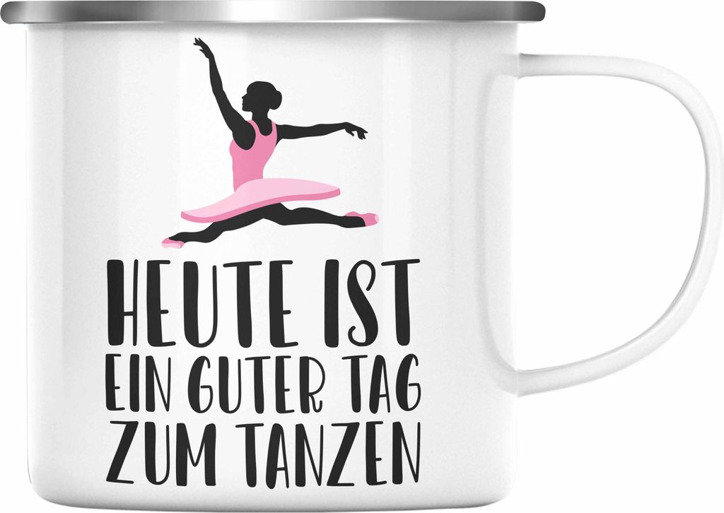 Trendation - Tanzen Emaille Tasse Geschenk Tänzerin Geschenkideen Mädchen Frau Kinder Spruch Tanz-Lehrer Lehrerin (Silber)