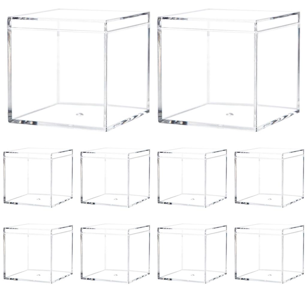 10 transparente Acrylboxen (6 x 6 x 6 cm) mit Deckel. Quadratische Acrylboxen zur Aufbewahrung von Schmuck, als Vitrine, zur Aufbewahrung und als V...