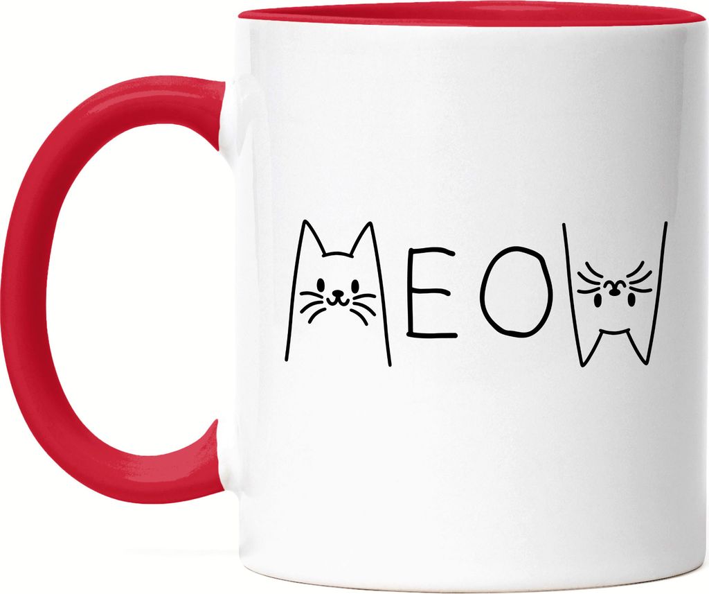 Meow Tasse Rot Katzenbesitzerin Katzenfan Katzenliebhaber Haustier