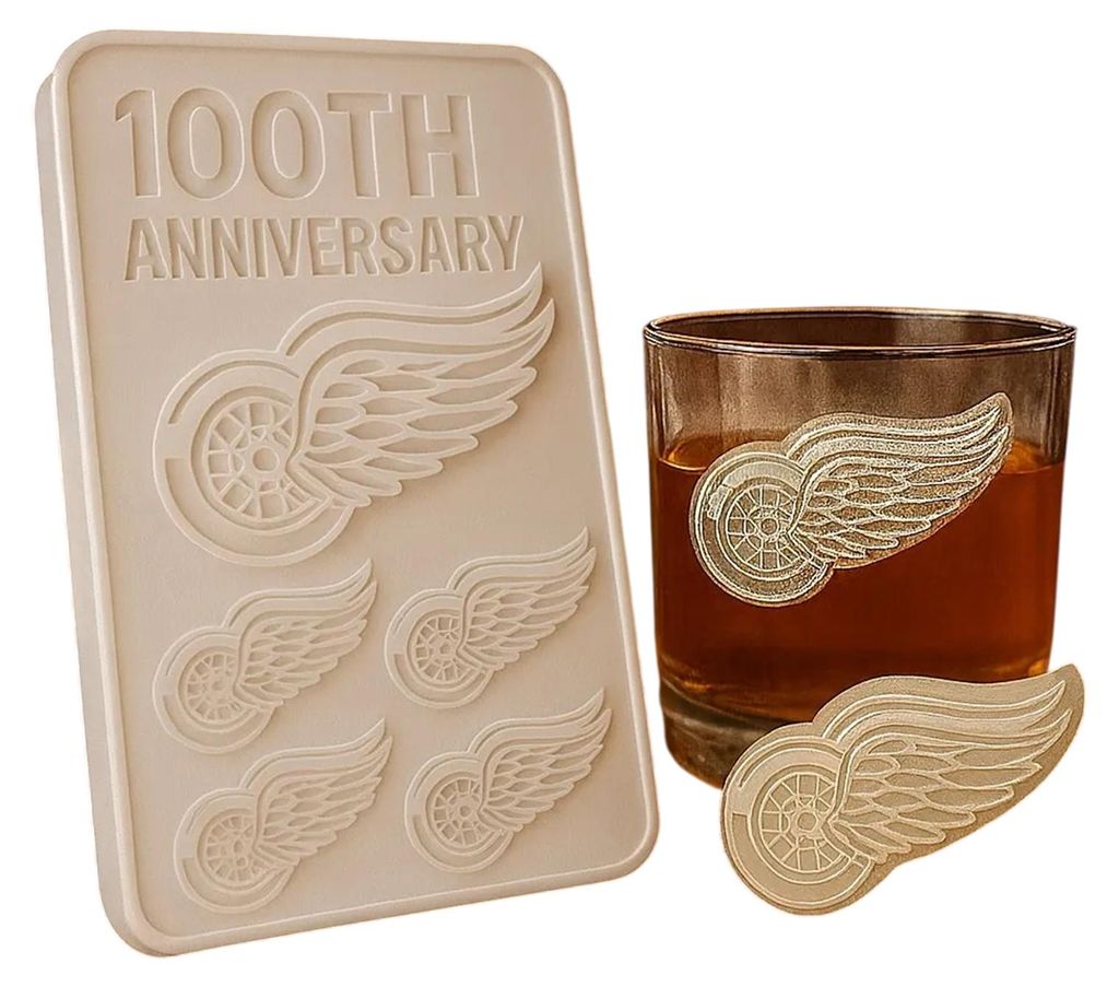 Red Wings 100-jähriges Jubiläum Eiswürfelform aus Silikon, wiederverwendbar, für Whiskey-Eiswürfel und selbstgemachte Getränke und Eiscreme