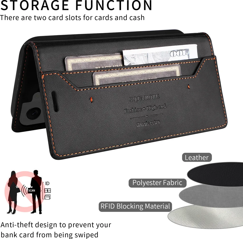Custodia Samsung S21 5G Pelle Flip Wallet Nero | Protezione RFID Portafoglio - 6