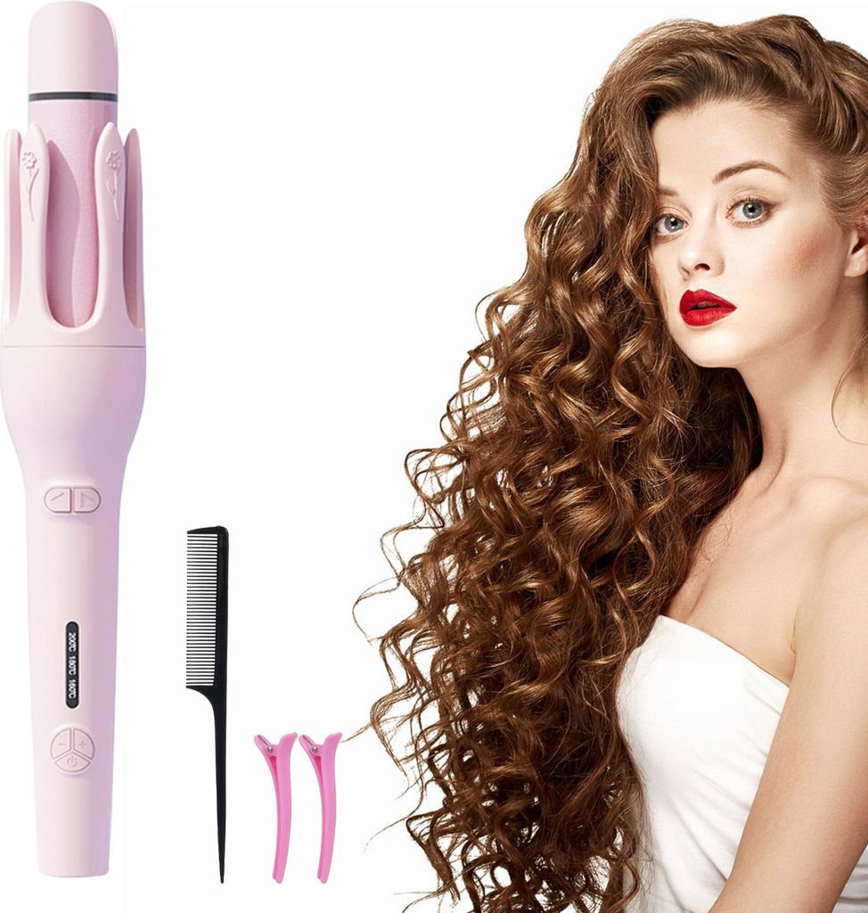 2-in-1-Glätteisen, Haarglätter, automatischer Lockenwickler, rotierender elektrischer Lockenstab, 3 einstellbare Temperaturen, Lockenstab, PTC-He...