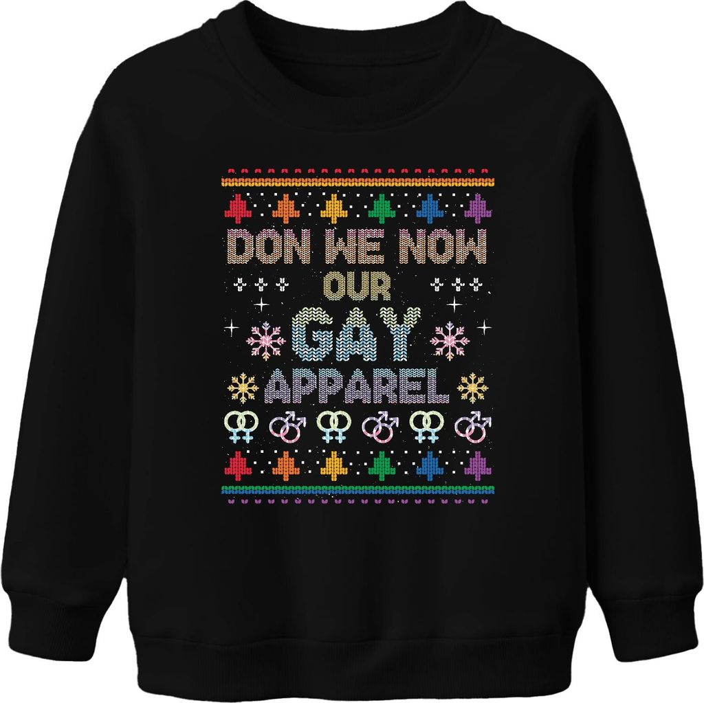 Gay Apparel Ugly Christmas Sweater - Weihnachten Weihnachtsgeschenk Uni Kinder Weihnachtspullover, Schwarz, 104
