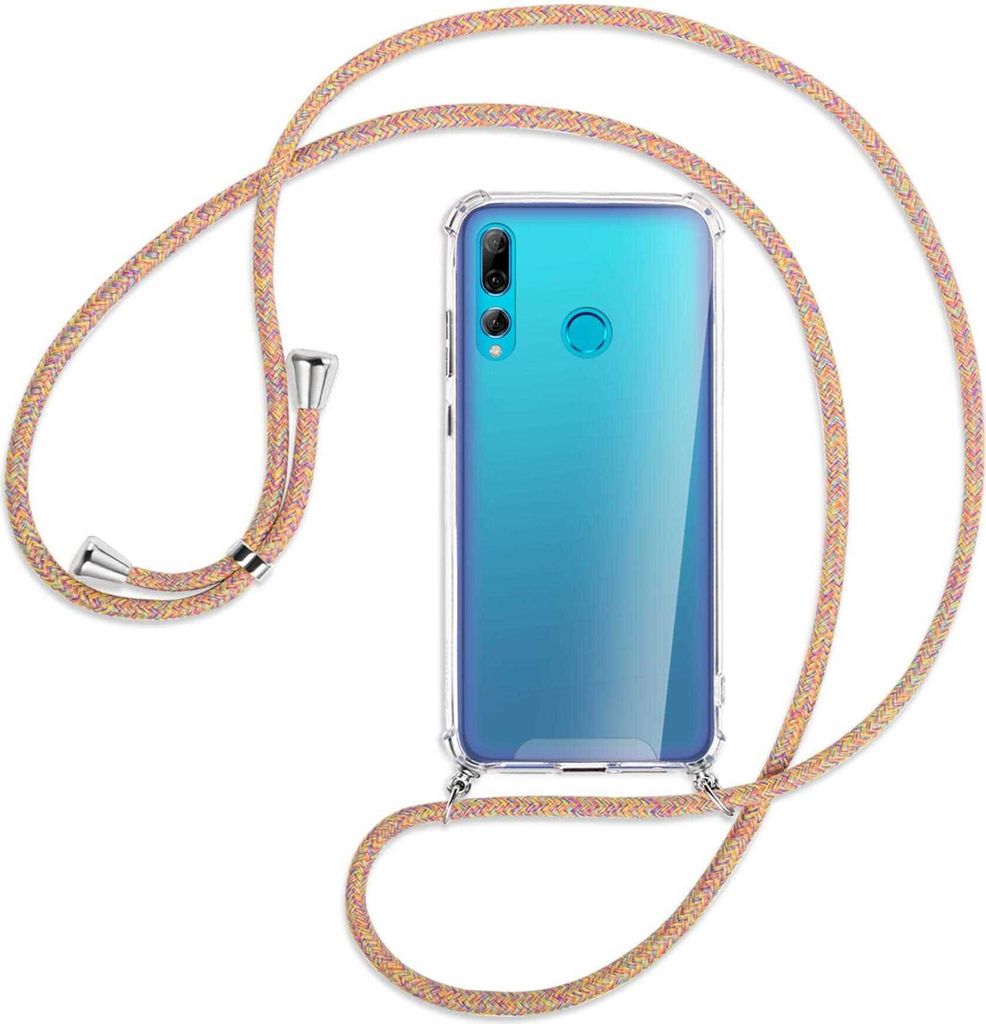 Handykette Backcover-Schutzhülle mit Band (Metall silberfarben) für Huawei P Smart Plus 2019 - Rainbow