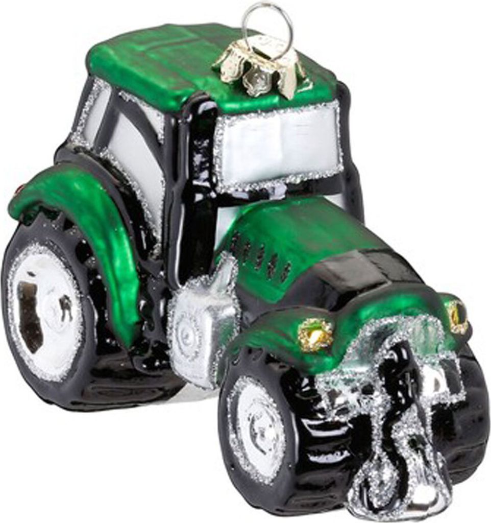 Decorazione albero di Natale in vetro trattore 9,5 cm verde Immagine del prodotto 