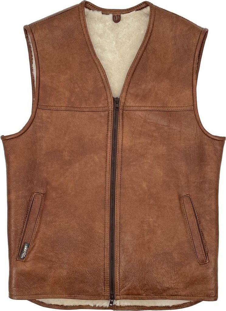 Lammfellweste - FIRMINIUS ohne Kragen - Größe: M | Farbe: Cognac