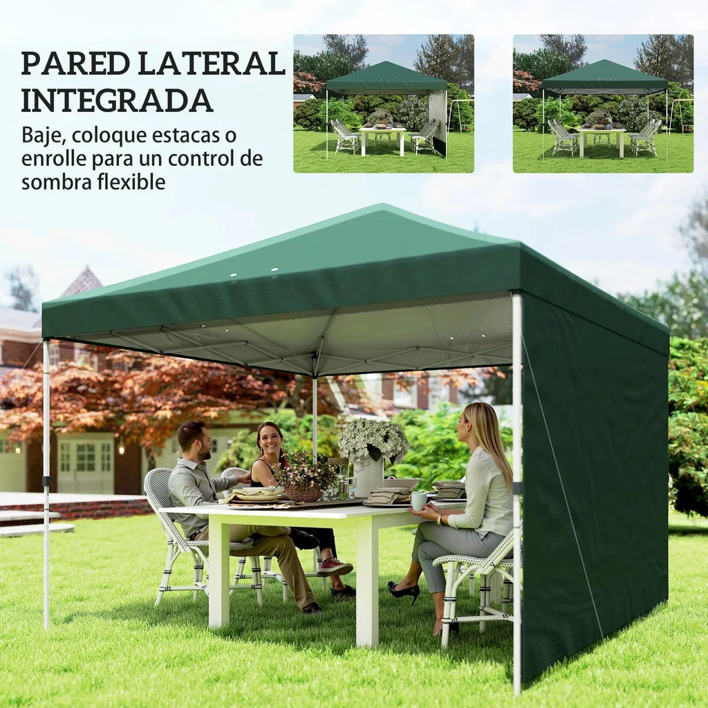 Kiosque pliant 3x3 m blanc avec hauteur réglable et protection UV UPF50+