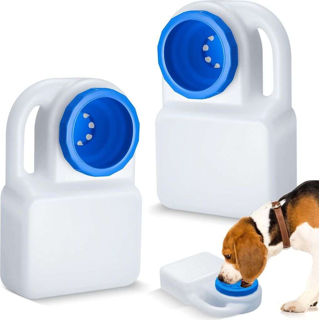 2 Stück Reisetrinkbrunnen für Hunde, tragbarer, auslaufsicherer Wassernapf für Haustiere zum Trinken beim Camping und Wandern