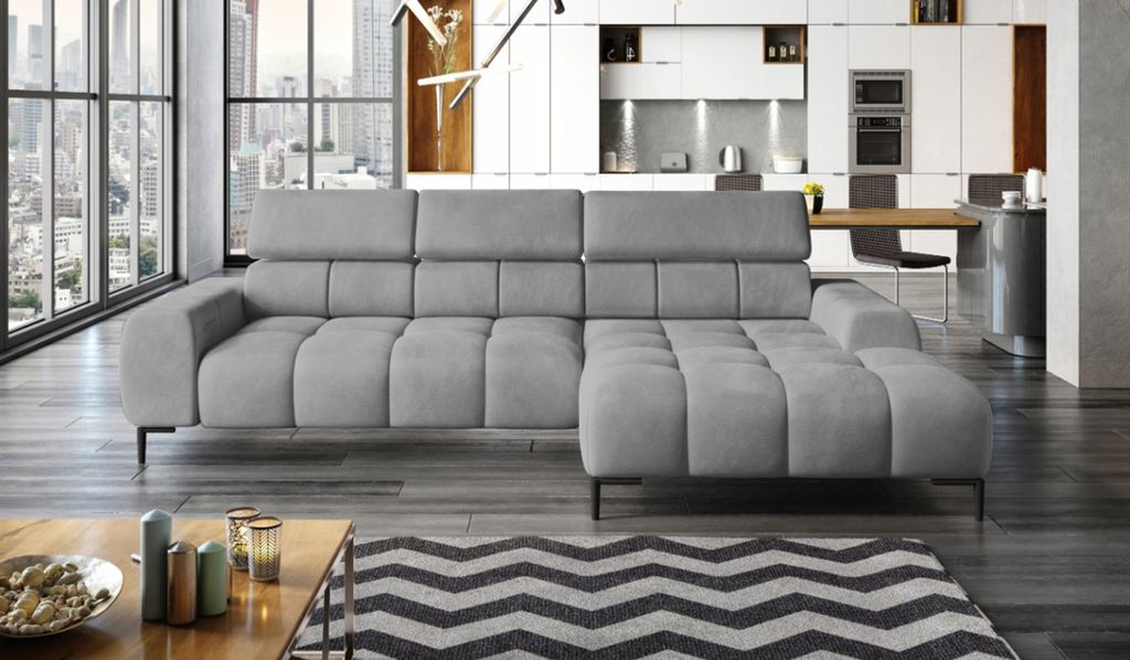 Polsterecke gepolstertes Ecksofa L-förmig Rechts Ecksofa mit Schlaffunktion Sofa mit Schlaffunktion Kleiner 3-Sitzer Verstellbare Kopfstützen und...