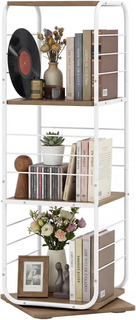 KOMFOTTEU Bücherregal, 360 Grad drehbar, Eckregal mit 4 Produktbild 