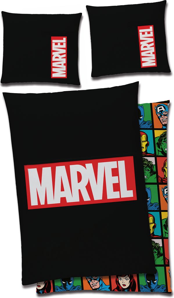 Marvel Logo Bettwäsche schwarz Linon / Renforcé Produktbild 