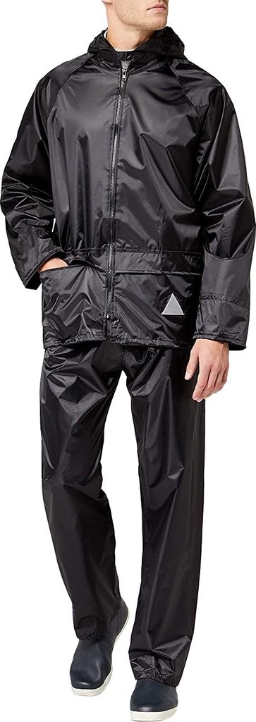 Result Herren Regenanzug bestehend aus Regenjacke und Regenhose, wasserdicht RW3238 (2XL) (Schwarz)