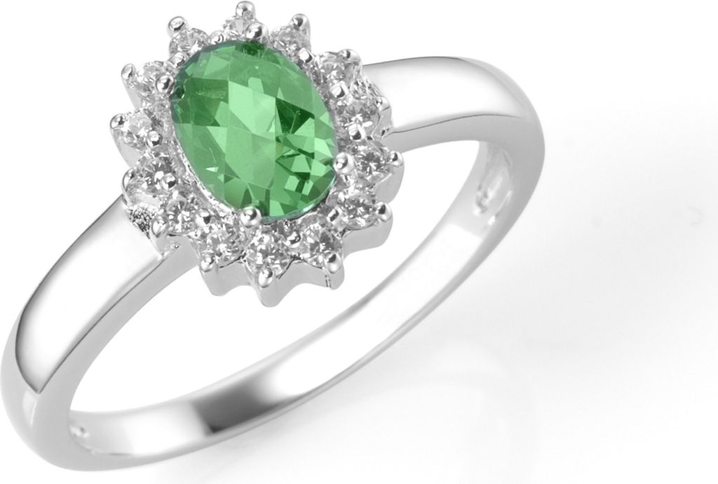 Ring Smart Jewel zauberhaft, farbiger Stein und weiße Zirkonia, Silber 925 Grün 52