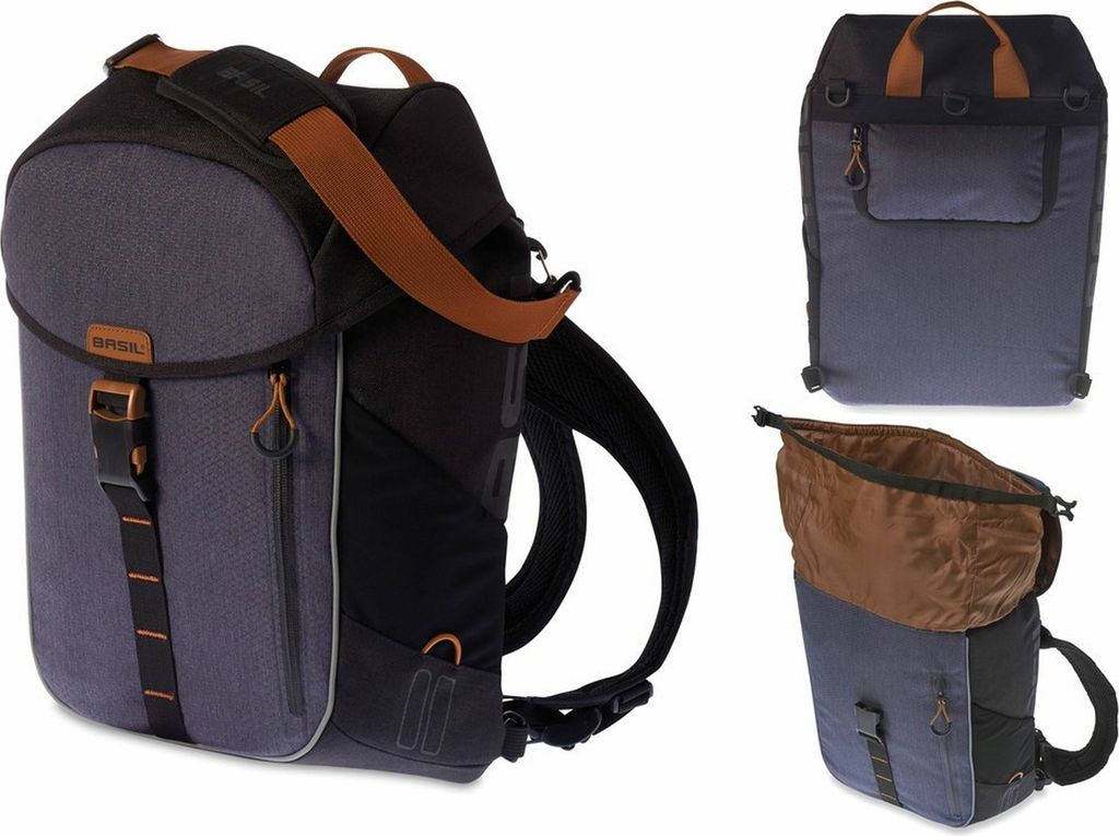 Basil Miles, Hinten, Fahrradtasche, Polyester, Grau, 17 l, Produktbild 