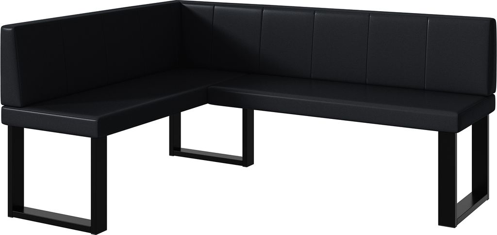 MEBLINI Eckbank für Esszimmer - Küchenbank - Essecke - Sitzecke Küche - PETER - U-Beine 128x168x87cm Links - Schwarz Kunstleder