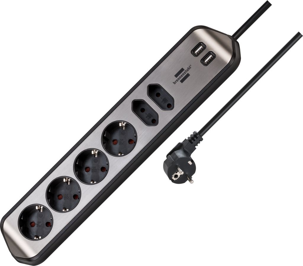 Brennenstuhl estilo Panneau de prises d'angle 6x noir Image du produit 