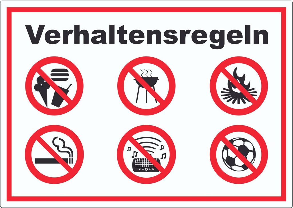 Aufkleber Verhaltensregeln Verbote A1 (594x841mm)