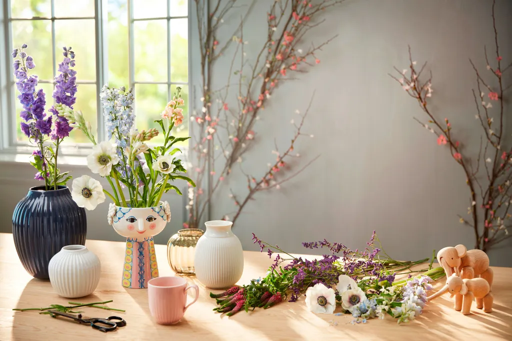 Vase de table Kähler Hammershøi 21 cm gris pour bouquet de fleurs