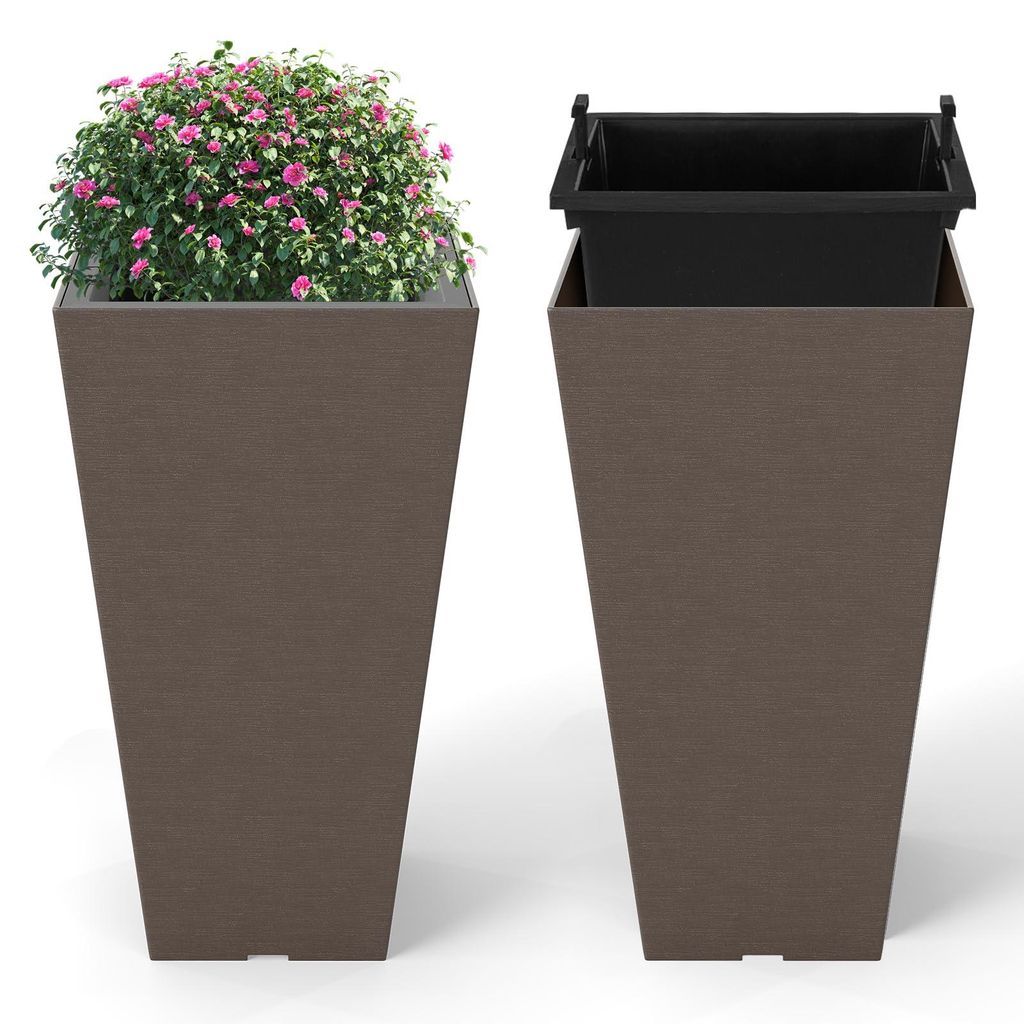 GOPLUS 2er Set Blumenkübel, Pflanzkübel aus Kunststoff mit Produktbild 