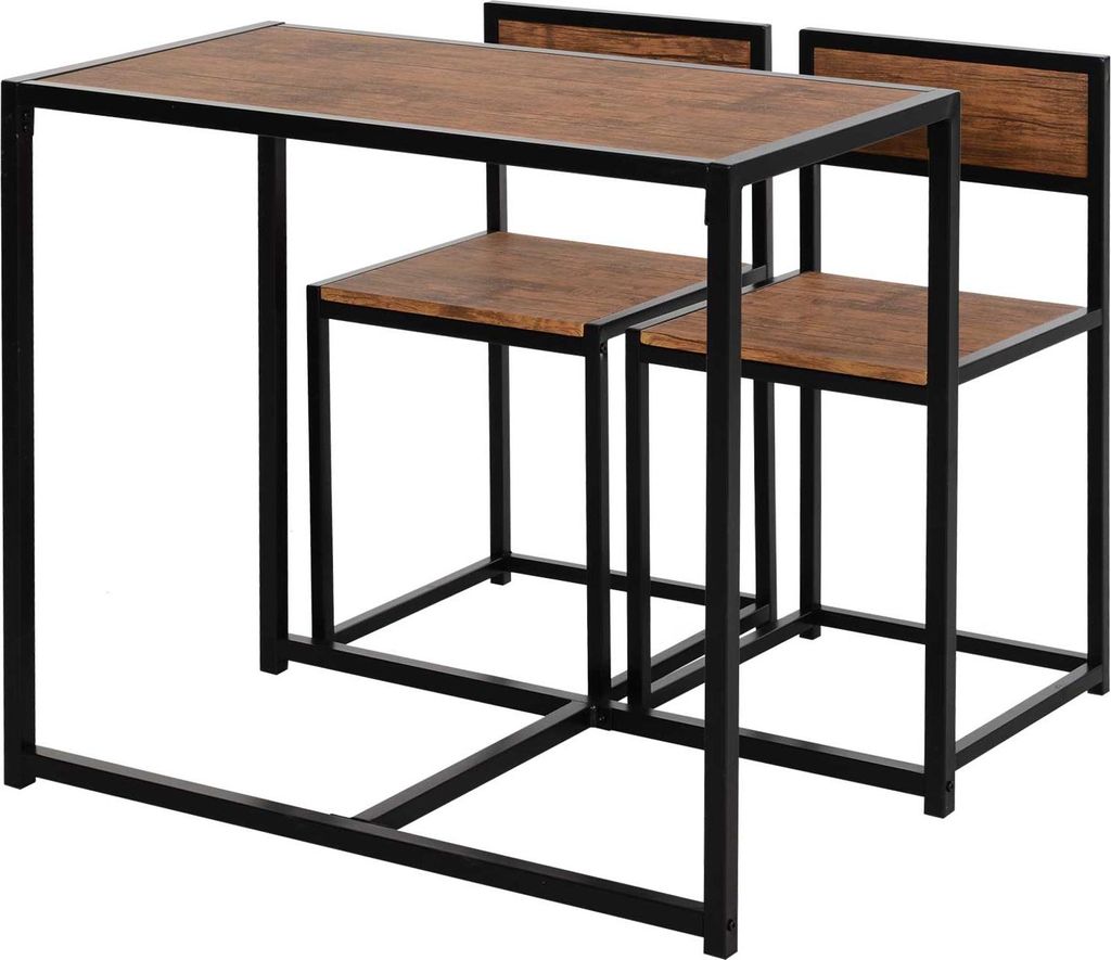3-teiliges Bartisch-Set Hochtisch-Set 3-teilig. 2 Stš¹hle. 1 Tisch. 90 cm x 47 cm x 76 cm. Braun + Schwarz