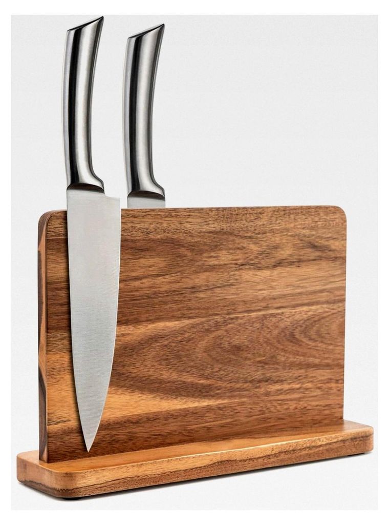 Messerblock mit doppelseitigem magnetischem Messerhalter aus Holz für die Küche