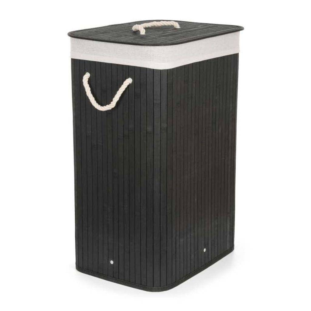 G21 Wäschekorb 72 l, Bambus schwarz mit weißem Korb