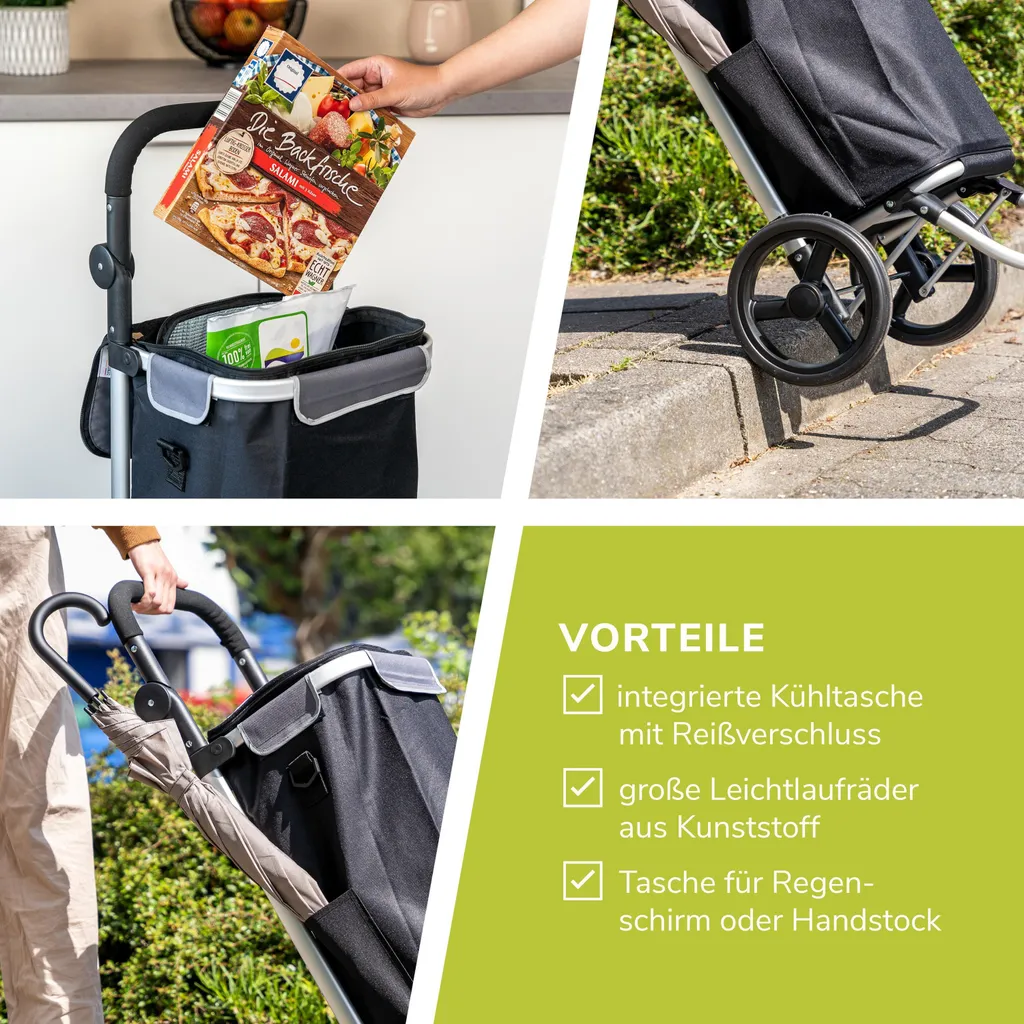 Chariot de courses pliable noir JEEBEL bremermann - Structure robuste