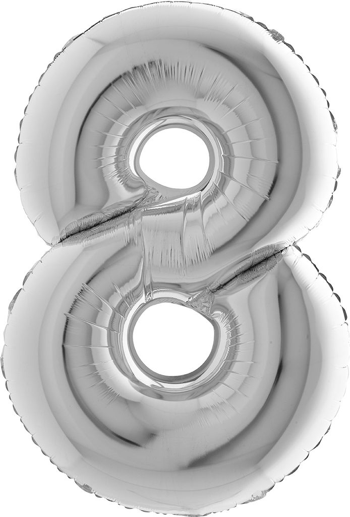 Riesenzahl Folienballon 40"/102cm | Silber Zahl: 8