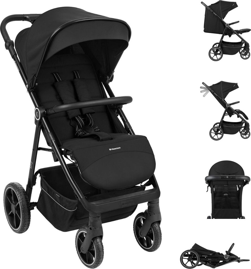 Kikkaboo Kinderwagen Lucy Gurt Rückenlehne verstellbar Federung Hinterradbremse schwarz