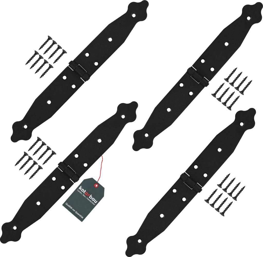 KOTARBAU 4er Set Ladenband Türbänder 150 x 150 x 35 mm aus Pulverbeschichtetem Stahl Torscharnier Türband Schwarz Scharniere Klappbar Fensters...
