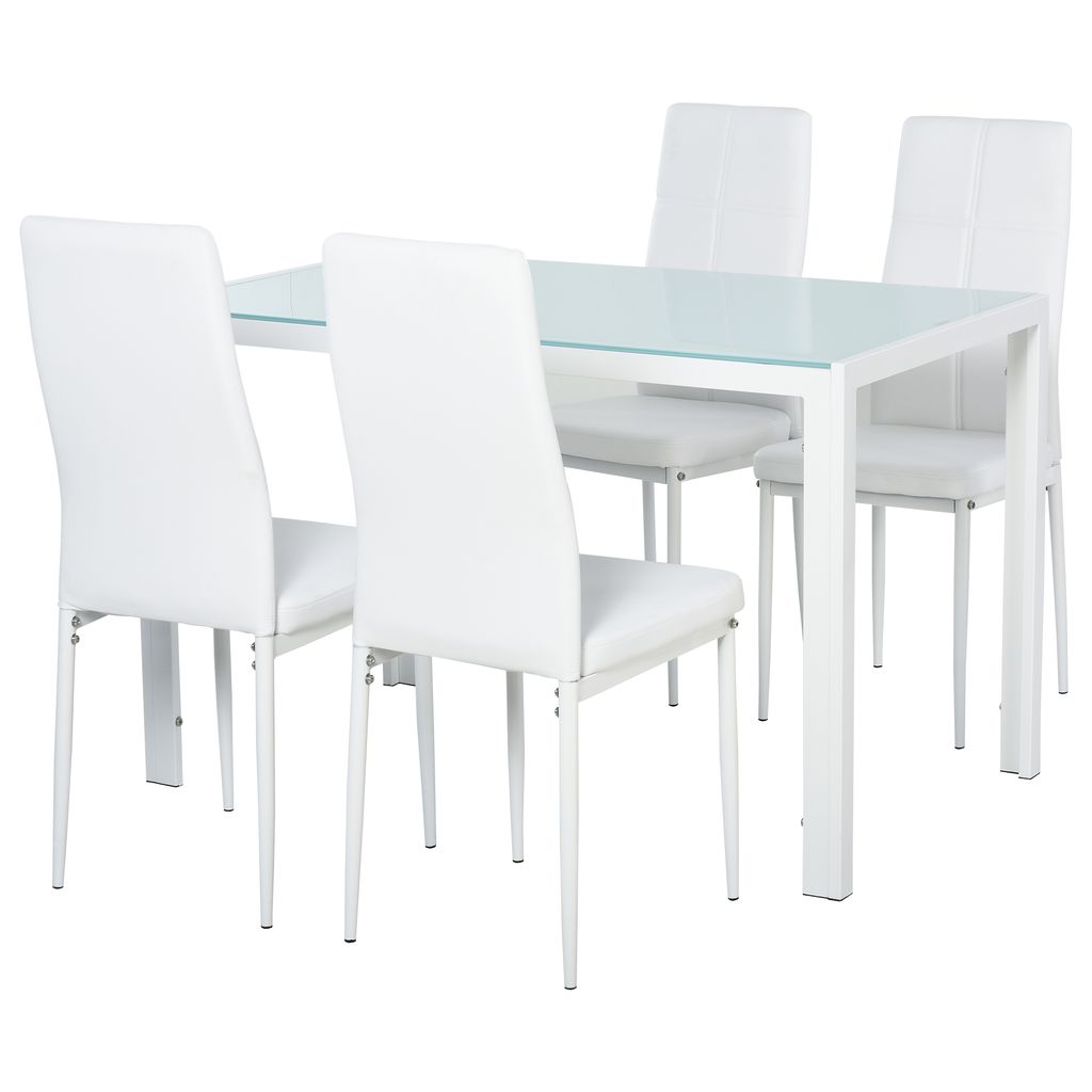 HOMCOM Ensemble table à manger avec 4 chaises, table de Image du produit 