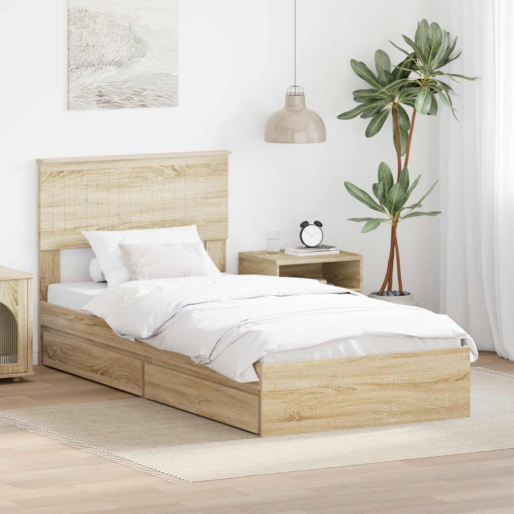 Maison Exclusive - Aufbewahrungsbett Sonoma-Eiche 90 x 190 cm Holzwerkstoff