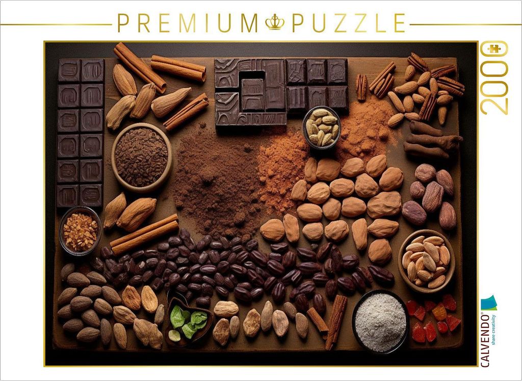 CALVENDO Puzzle Schokolade und Kakao arrangiert | 2000 Teile Lege-Größe 90x67cm Foto-Puzzle für glückliche Stunden