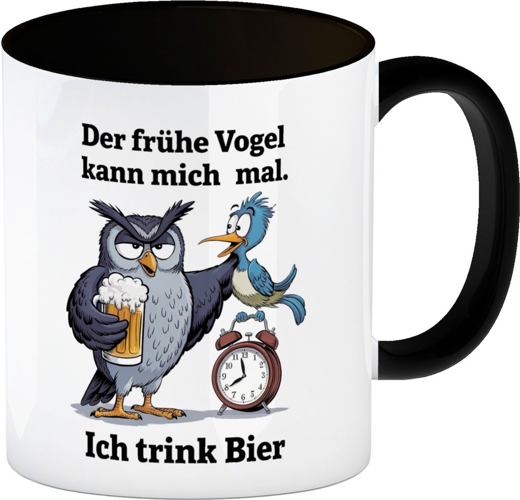 Graue Eule mit Bierkrug - Der frühe Vogel kann mich mal Produktbild 