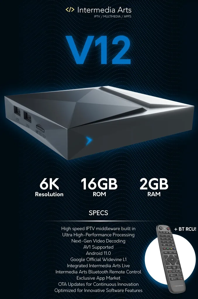 Passerelle Multimédia 4K Android 11 V12 avec Connexion Gigabit LAN - 4