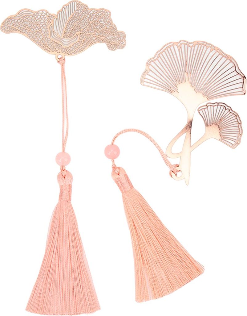 2 Stück hohle Lesezeichen in Roségold für Buchliebhaber, fein geschnitzte Lesezeichen aus Edelstahl mit eleganter Quaste für das Büro