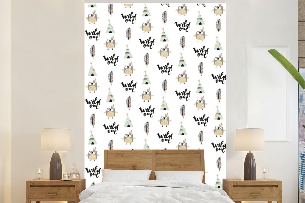 MuchoWow Fototapete für Wohnzimmer oder Schlafzimmer Wandtapete Vinyl Motivtapete Illustrationen - Farben - Muster - 170x260 cm - Wohnzimmertapete