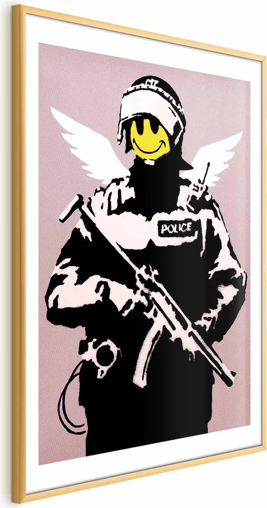 Poster Poliziotto Urban Style 40x60 cm - Cornice Oro e Margine Bianco